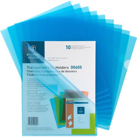 Business Source Transparent Poly File Holders Letter, PK10 00605